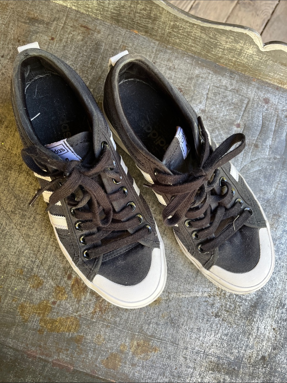 adidas Black and White Low-Top Canvas Sneakers